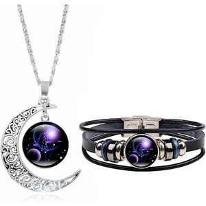 NEW Zodiac Necklace Bracelet Set for Men Gifts 12 Constellation Necklace…